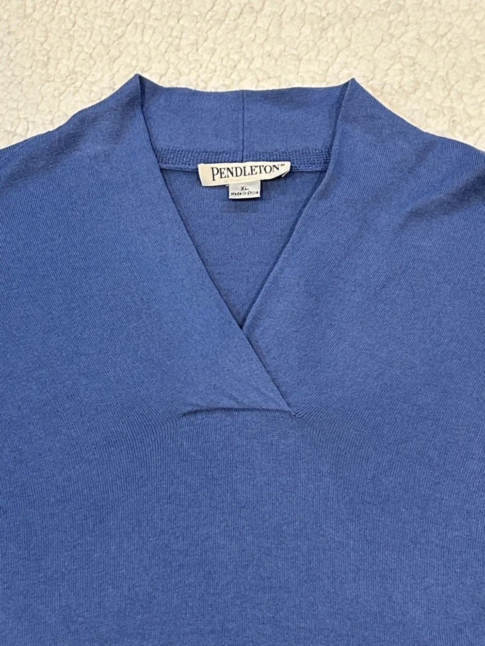 Pendelton V-Neck Silk Cashmere Cotton Long Sleeve Knit Sweater XL Blue